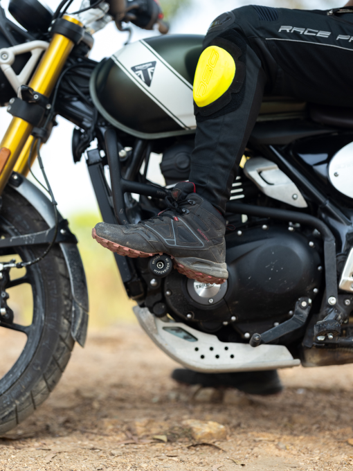 A crash guard for the Scrambler 400 by Hyperrider, designed to protect the bike in case of a crash.