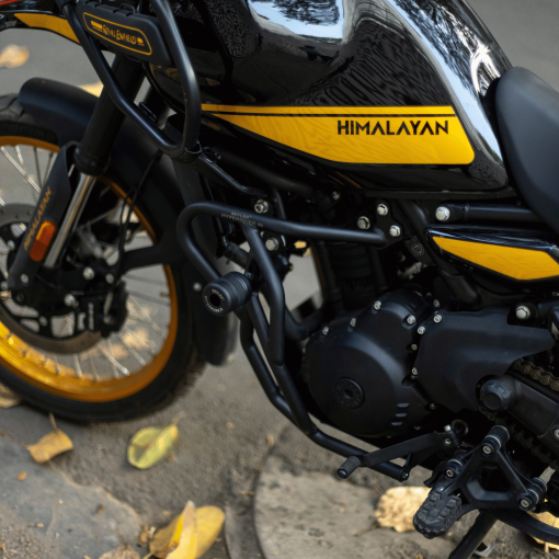 Protective crash guard with slider for Himalayan 450 by Hyperrider.