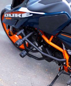 Black crash guard with slider for KTM Duke Gen3, durable and stylish.