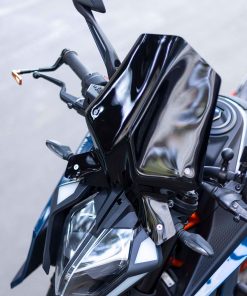 KTM Duke Gen3 Wind Shield in black, side view.