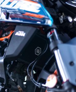 KTM Duke Gen3 radiator guard in black aluminium